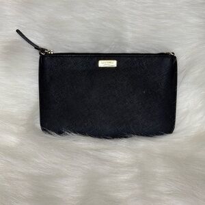 Kate Spade Black Leather Wristlet 8”x5”